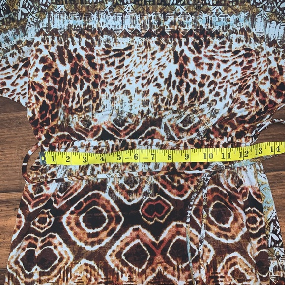 Cato maxi dress size S. Abstract Animal print. Open Sleeve. Rushed Waist - Picture 6 of 8